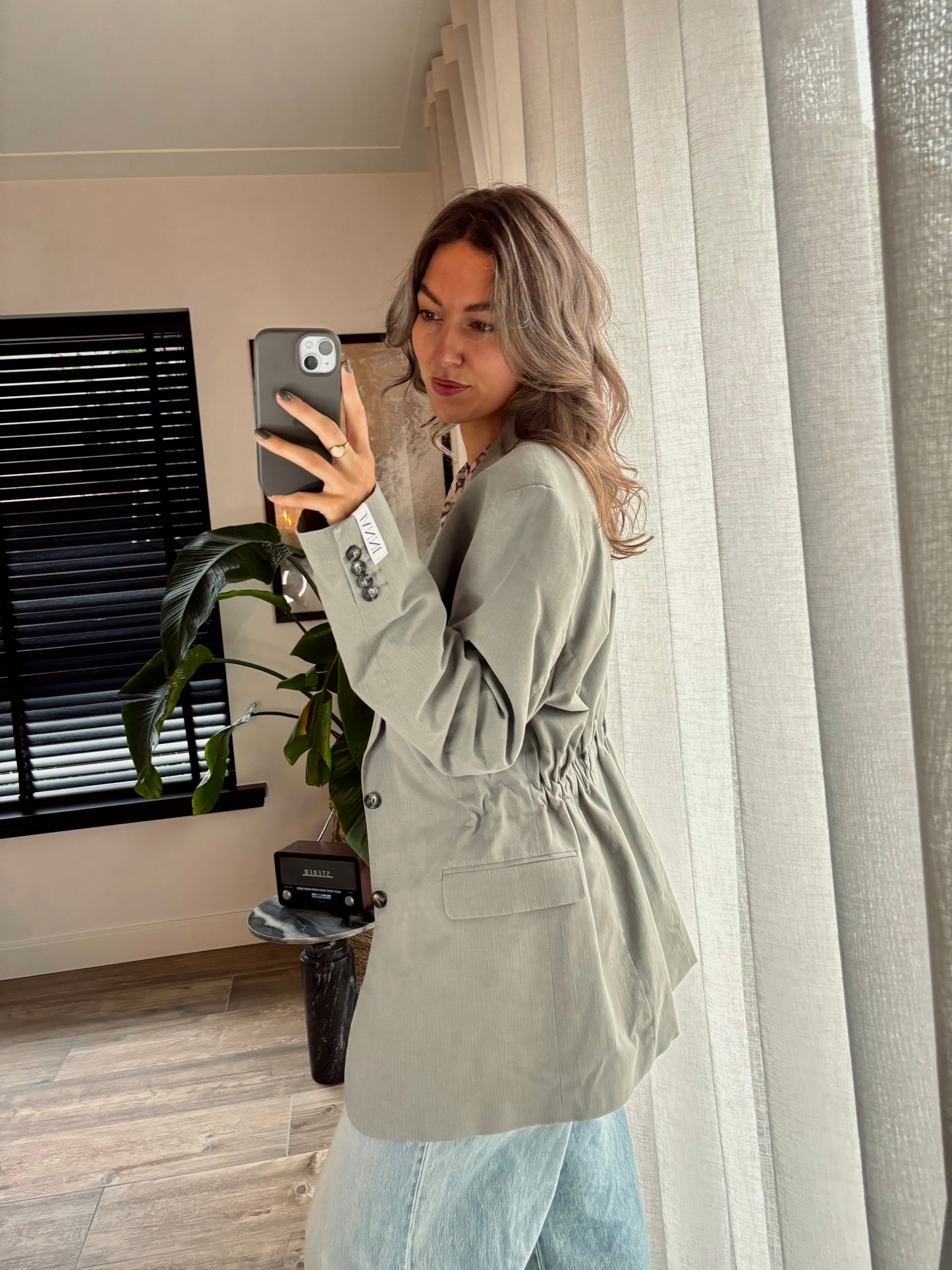 JANNI Blazer - Light Grey / Brown