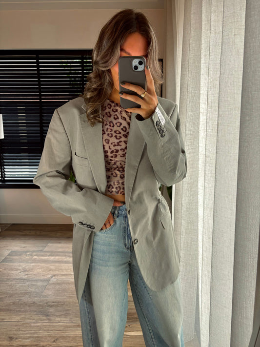 JANNI Blazer - Light Grey / Brown