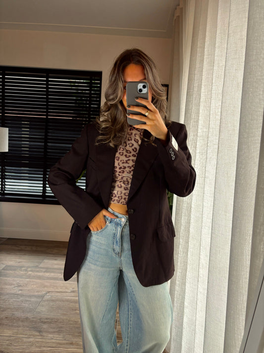 JANNI Blazer - Dark Brown striped