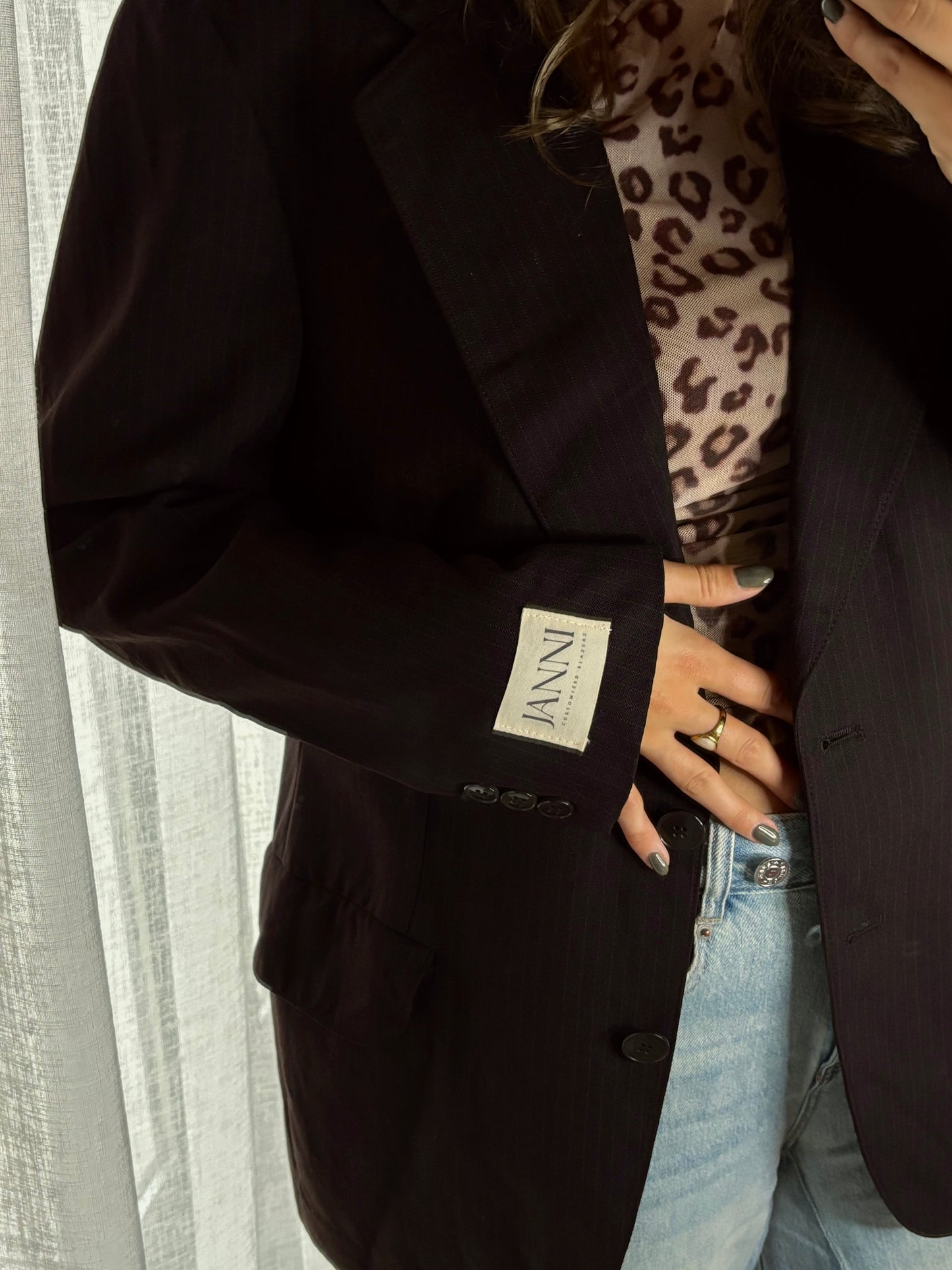 JANNI Blazer - Dark Brown striped