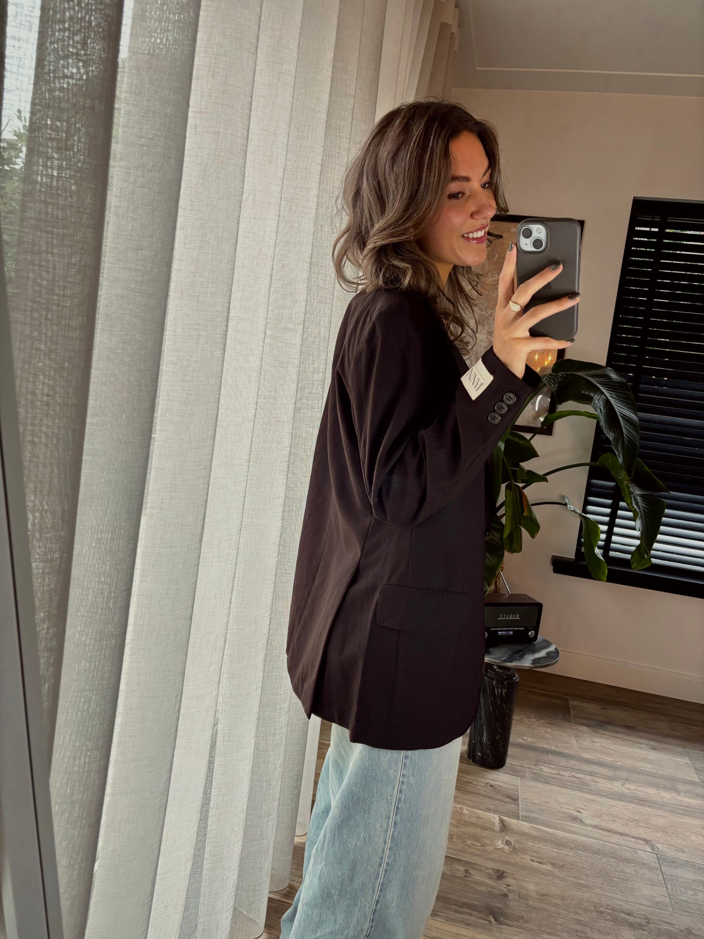 JANNI Blazer - Dark Brown striped